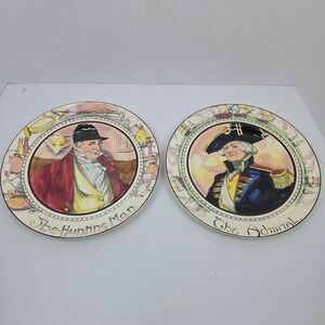 Royal Doulton Plates The Hunting Man The Admiral D6282 D6278 England Set of 2
